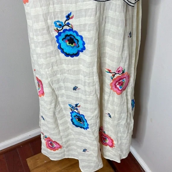 ANTHROPOLOGIE White Floral Embroidered Pullover One Shoulder Maxi Dress M - Picture 9 of 12